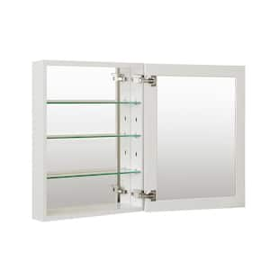 19 in. W x 30 in. H Rectangular White Aluminum Recessed/Surface Mount Medicine Cabinet with Mirror