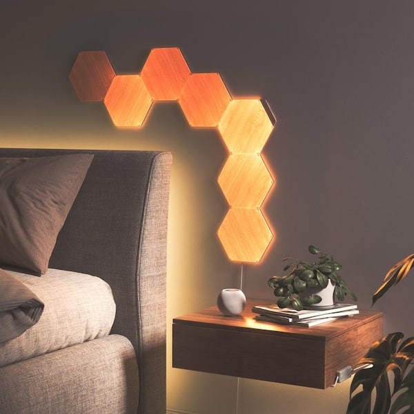 Nanoleaf Elements NL52K7003HB-7PK The Wood Smarter Smart Panels LED -7 - Depot Home Look Kit