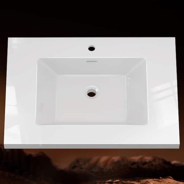 Zeafive 30 in. W x 22 in. D Solid Surface Vanity Top in Pure White