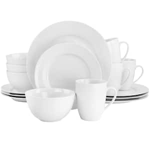 Classic Pearl 16-Piece White Fine Ceramic Dinnerware Set