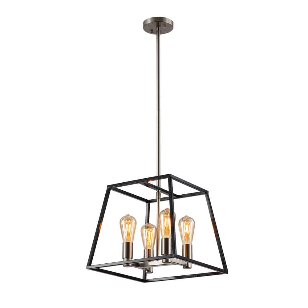 Cedar Hill 4Light Square Pendant Light with Black Metal Shade 410406 The Home Depot