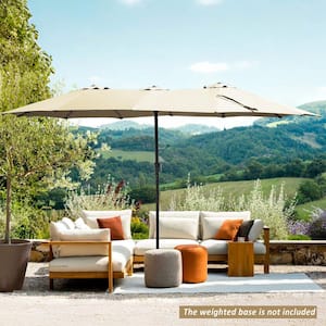 15 ft. Market No Weights Patio Umbrella 2-Side in Beige