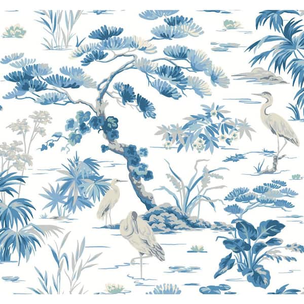 Bridgewater White Blue Wallpaper