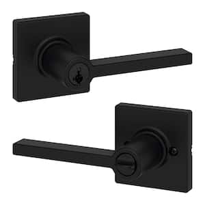 Casey Matte Black Keyed Entry Door Handle Featuring SmartKey Technology and Microban
