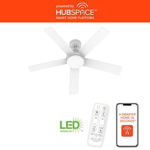 Carley 52 in. Integrated LED Indoor White Smart Ceiling Fan with Remote Control and CCT Powered by Hubspace