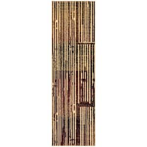 Grafix Brick Multicolor 2 ft. x 8 ft. Abstract Contemporary Runner Area Rug