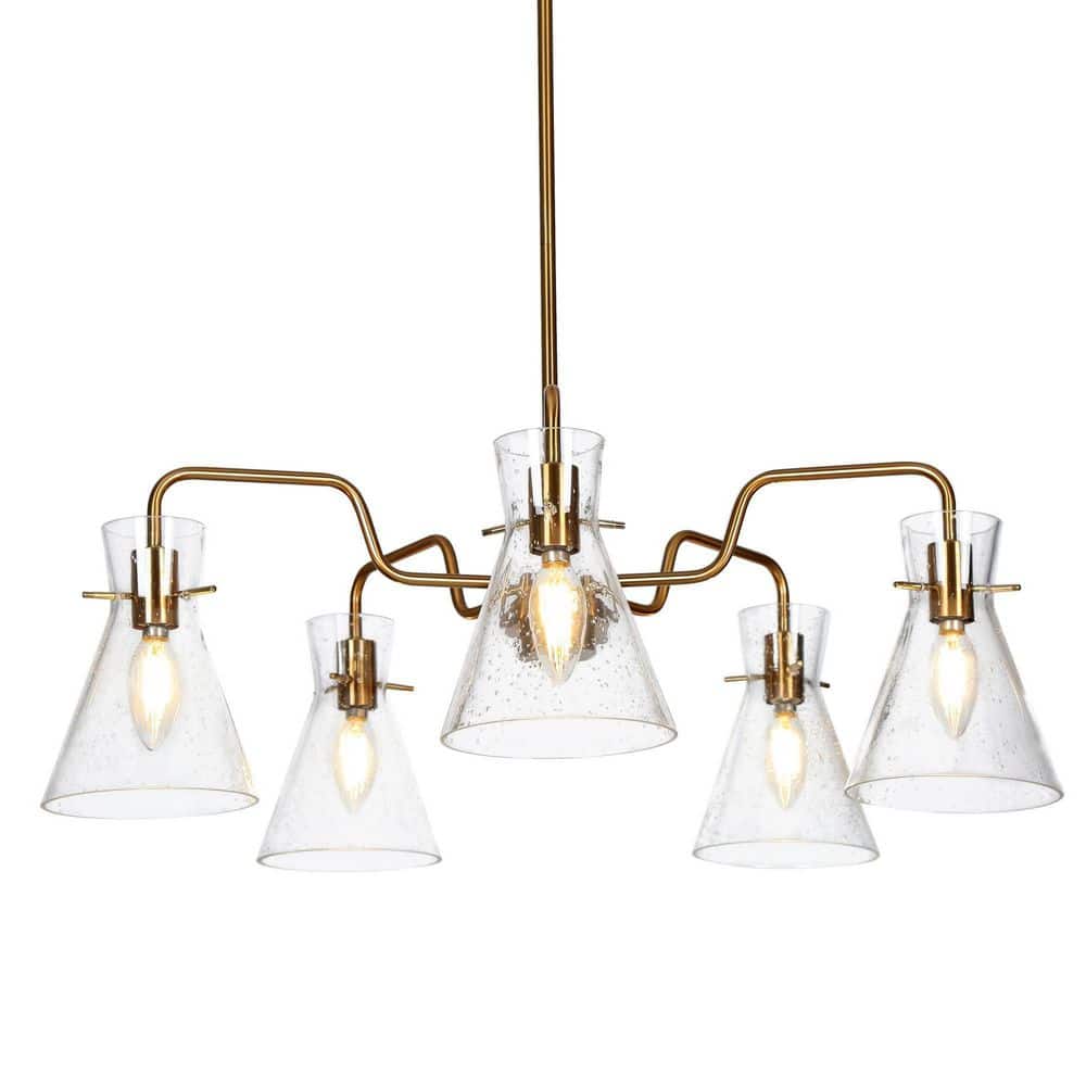 5-Light Electroplated Brass Chandelier with Seeded Glass Shades price history on PriceWatchPro