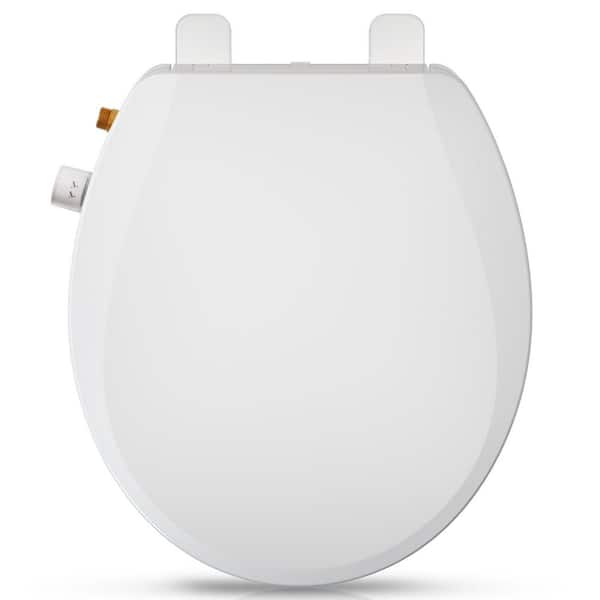 Round Bidet Toilet Seat with Quiet-Close, Non-Electric Bidet Mode with Dual Nozzles