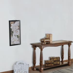 19 in. Brown Rectangle Wood Top Console Table with Bottom Shelf