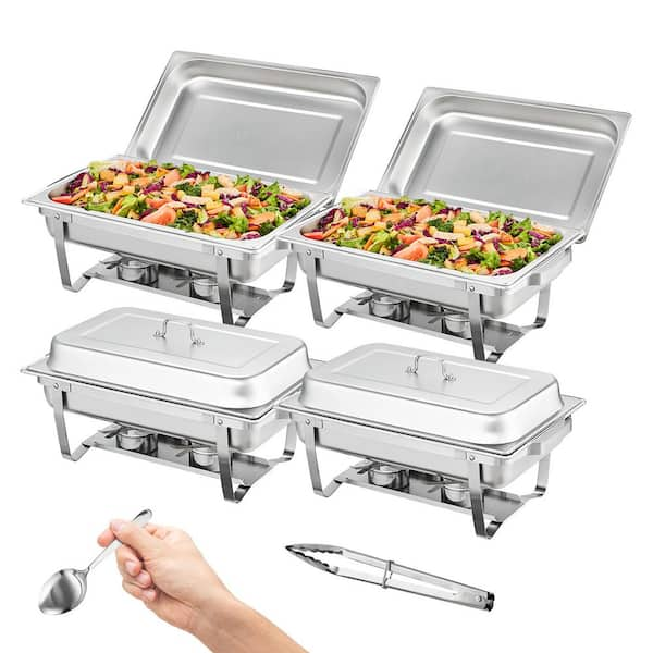 Stainless Steel Chafing Dish Buffet, Set 8 qt. Silver Chafing Dishes with Stainless Steel Handle