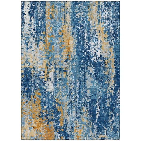 Chantille Machine Washable Indoor/Outdoor Abstract ACN2254 Navy 3 ft. x 5 ft. Area Rug
