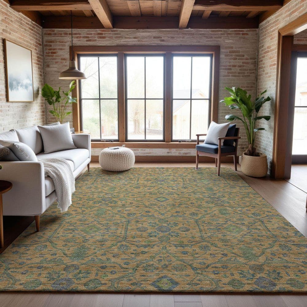 Mayfield Premium Machine Washable Abstract AMF1131 Orange 9 ft. x 12 ft. Area Rug price history on PriceWatchPro