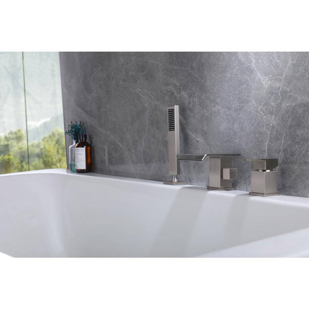 1-Handle Tub Faucet Deck Mount Roman Tub Faucet Bathtub Filler Faucet Dual 