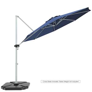 11 ft. Aluminum Cantilever Offset Umbrella 360-Degree Rotation Outdoor Tilt Patio Umbrella in Blue