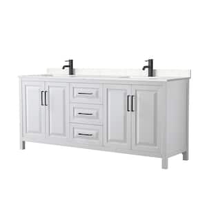 Daria 80 in. W x 22 in. D x 35.75 in. H Double Bath Vanity in White with Carrara Cultured Marble Top