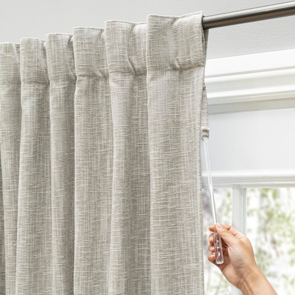Haven Oatmeal Polyester Solid 104 in. W x 84in. L Rod Pocket Patio Blackout Curtain (Single Panel)