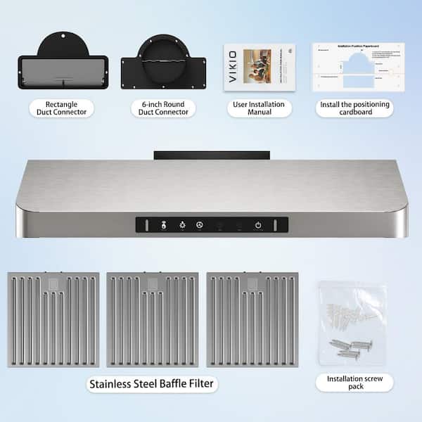 VIKIO 36 in. 900CFM Ducted Under Cabinet Range Hood in