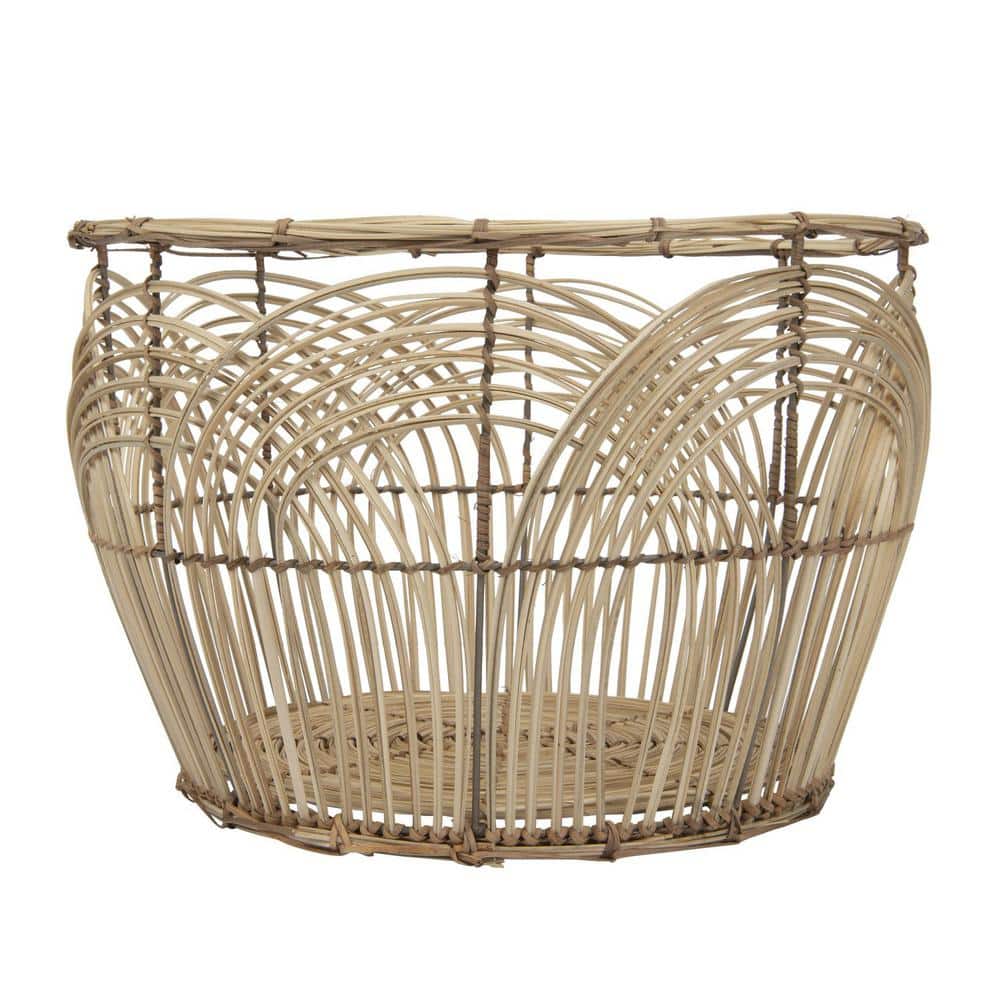 Boho Chic Round Rattan Storage Basket Duo