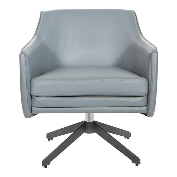 Office Star Products Faux Leather Swivel Guest Chair in Grey Faux Leather with Black Base
