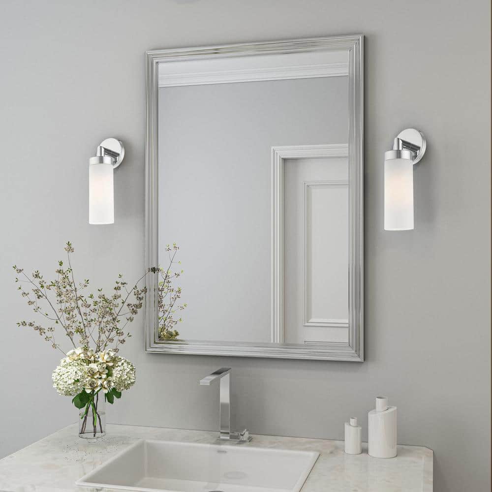 Sleek Urban Aero Chrome Wall Sconce with White Glass Shade