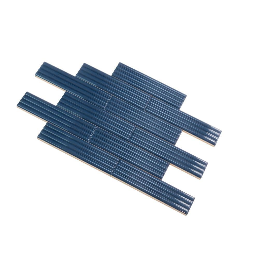 Arte Glossy Blue Ceramic Subway Tile 2" x 8"