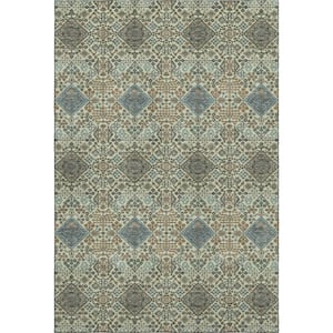 Mayfield Premium Machine Washable Abstract AMF2477 Celery 3 ft. x 5 ft. Area Rug