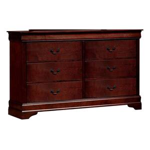 Louis Philippe III 6-Drawer Cherry Dresser 39.75 in. H x 56 in. W x 17 in. L