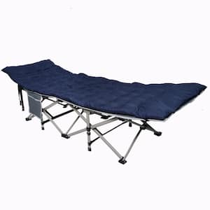 Folding Camping Beds with Mattress, Light-weight Portable Camp Cots with Carry Bag, IndoorandOutdoor Camping Bed-Blue