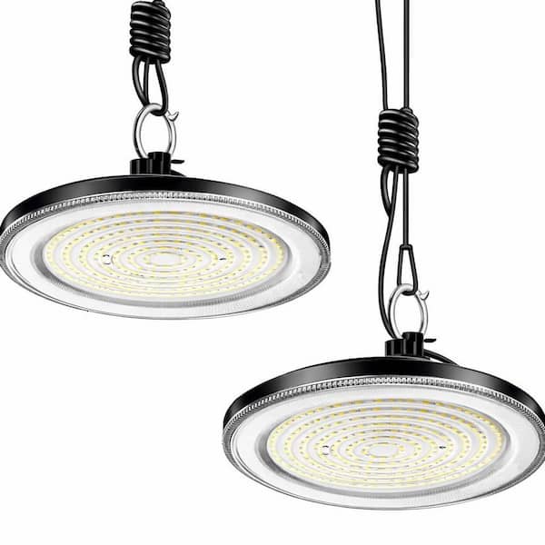 1.19ft. 300W LED High Bay Light, Adjustable Black Fixture,12000-Watt Equivalent, High Lumen Output for Warehouse, 2-Pack