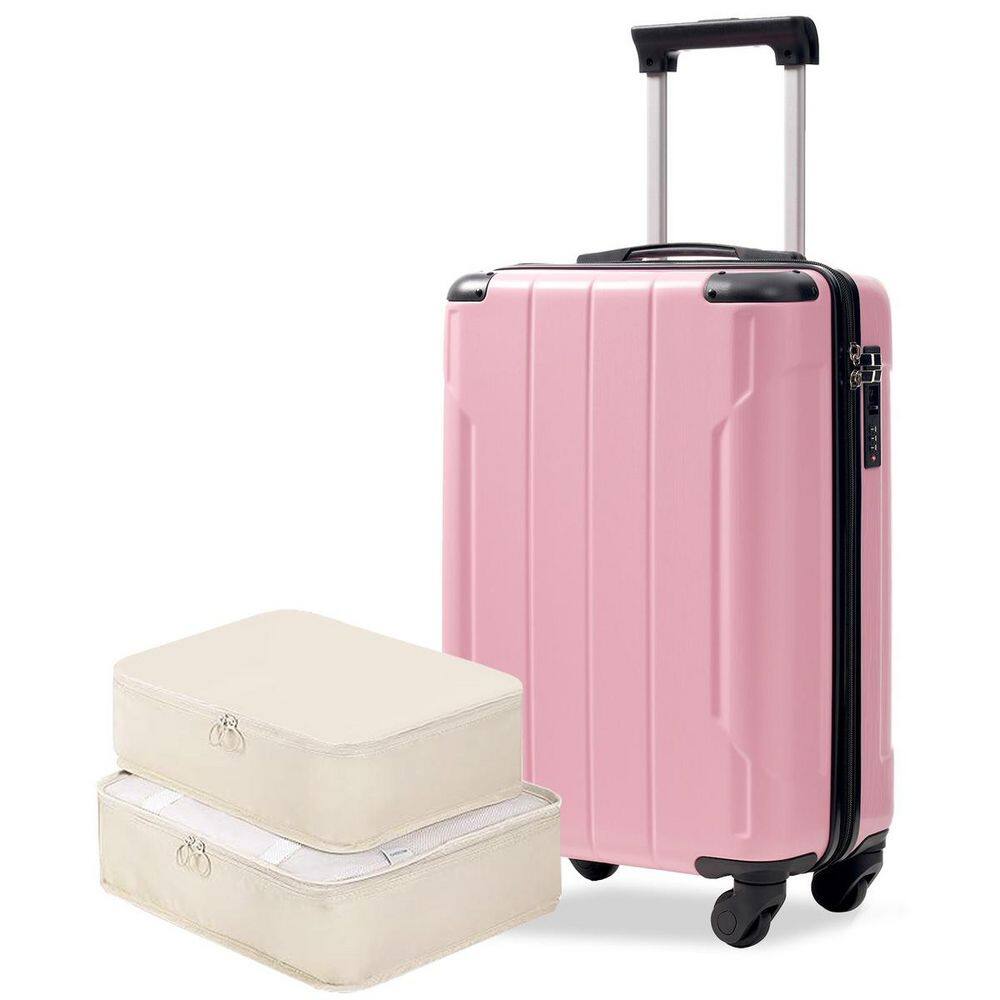LIVACA 2-Piece Pink Lightweight ABS Plastic Hardshell Carry-On
