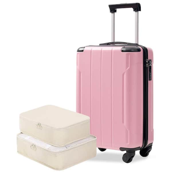Peach pink　画像５．６．１０客 LIVACA 2-Piece Pink Lightweight ABS Plastic Hardshell Carry-On