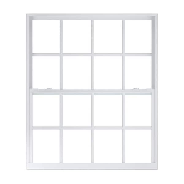 American Craftsman 52 in. x 61.875 in. 70 Series White Single Hung Low-E Argon SC Glass Vinyl FL Flange Window with Grids, Screen Incl