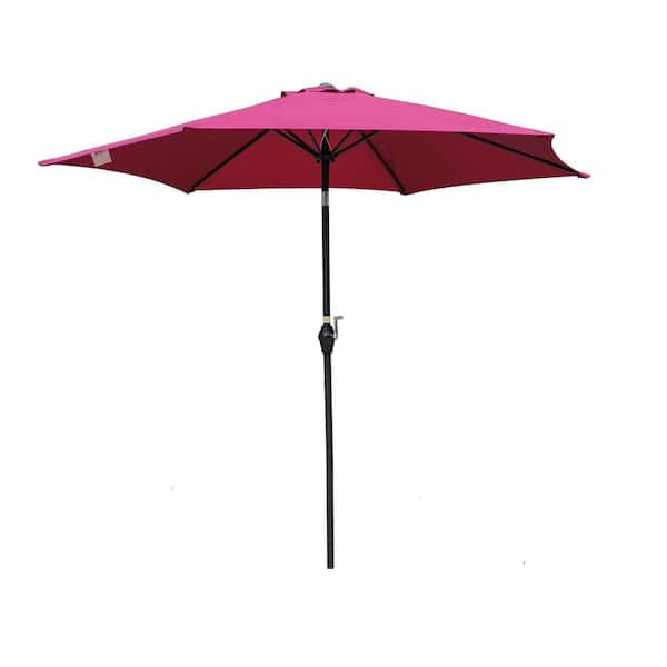 Tidoin 9 ft. Steel Market Tilt Patio Umbrella in Burgundy