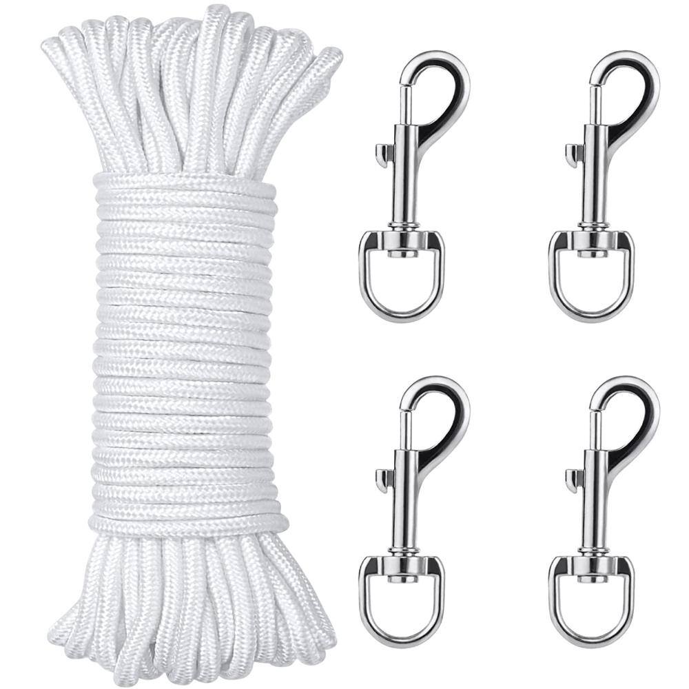 1/4 in. x 100 ft. Double Braided Nylon Flagpole Halyard Rope with 4-Pack Zinc Alloy Swivel Snap Hooks price history on PriceWatchPro