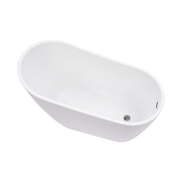 Vanity Art Bourges 55 in. Acrylic Flatbottom Bathtub in White/Brushed Nickel
