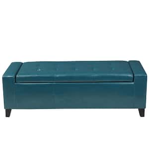 Guernsey Teal PU Leather Storage Bench