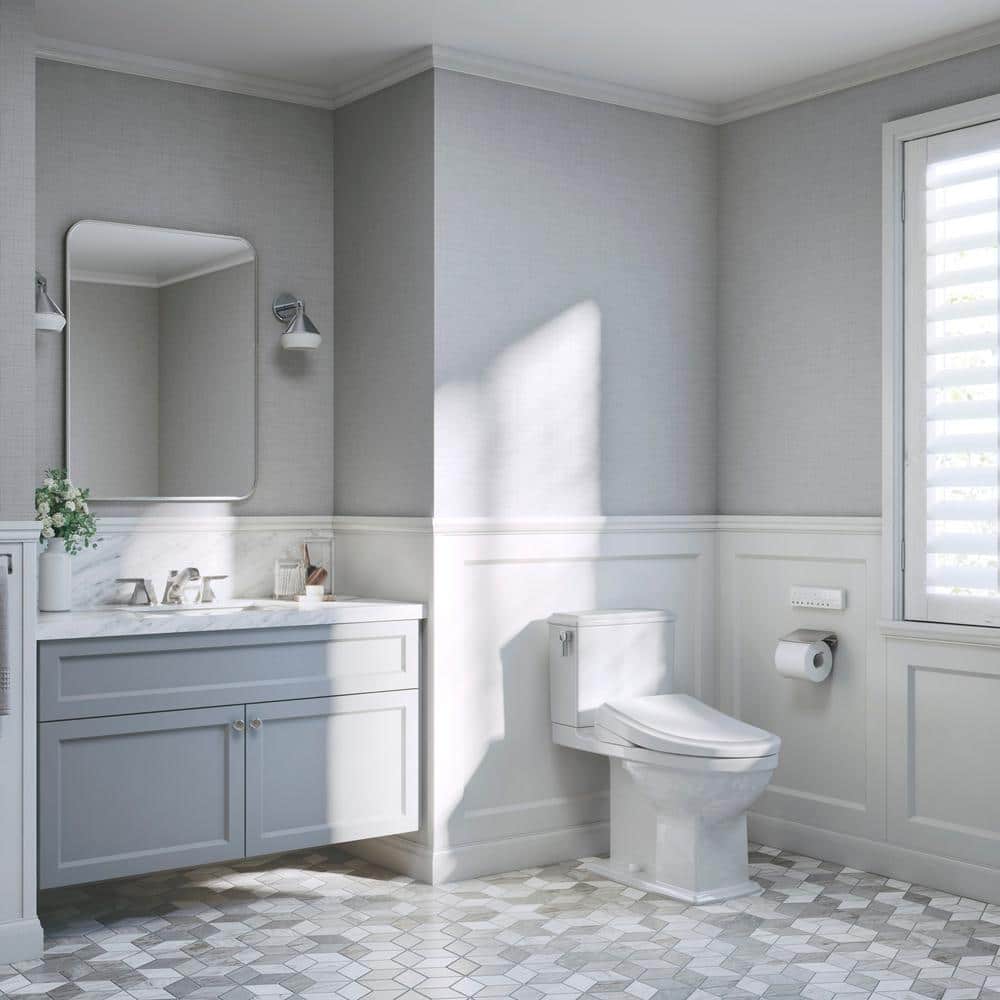 Cotton White Elongated Electronic Bidet Toilet Seat