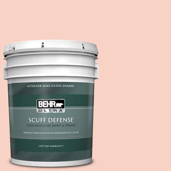 BEHR ULTRA 5 gal. #210C-2 Demure Pink Extra Durable Semi-Gloss Enamel Interior Paint & Primer