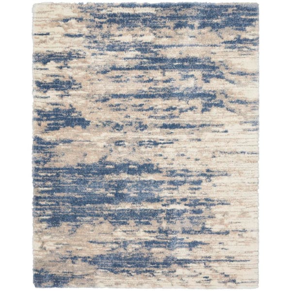 Dreamy Shag Light Blue Grey 8 ft. x 10 ft. All-over design Contemporary Area Rug