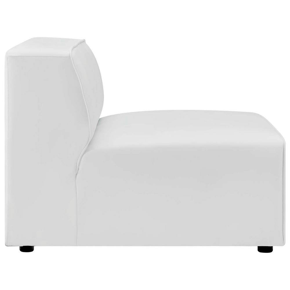 Mingle White Vegan Leather Armless Chair with Plastic Legs