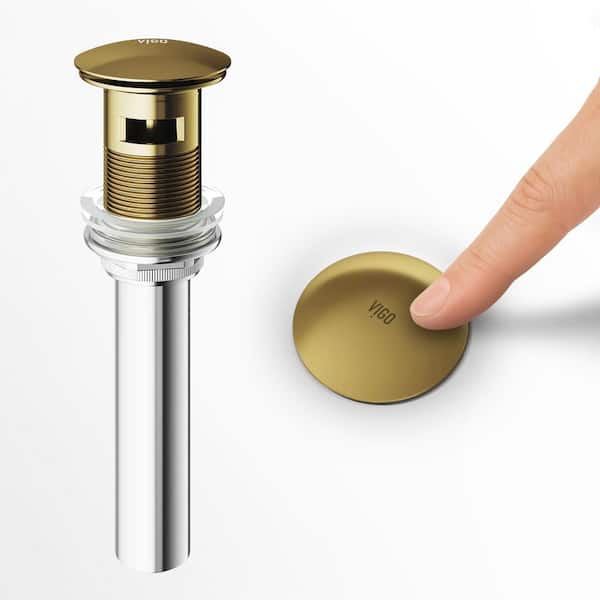 Bathroom Sink Pop-Up Drain 1-3/4 with Overflow in Matte Gold