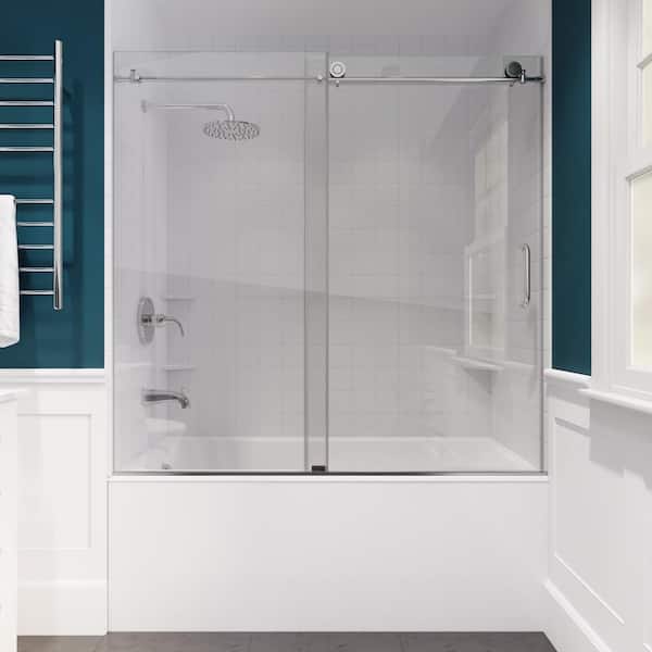 ANZZI Raymore 60 in. x 62 in. Frameless Sliding Bathtub Door in Polished Chrome