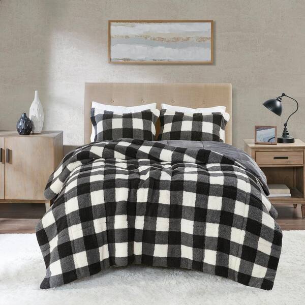 Buffalo plaid sherpa online comforter set