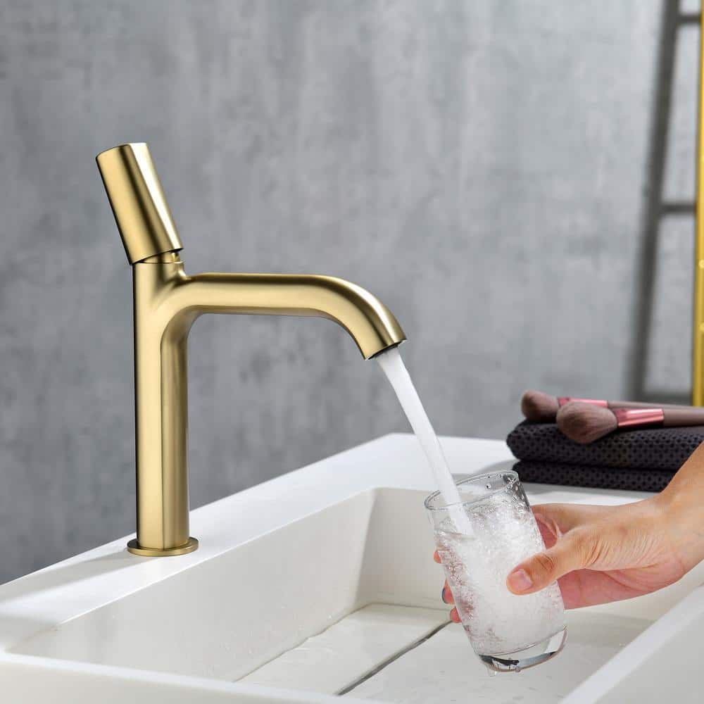 Brushed Gold Brass Single Handle Bathroom Faucet