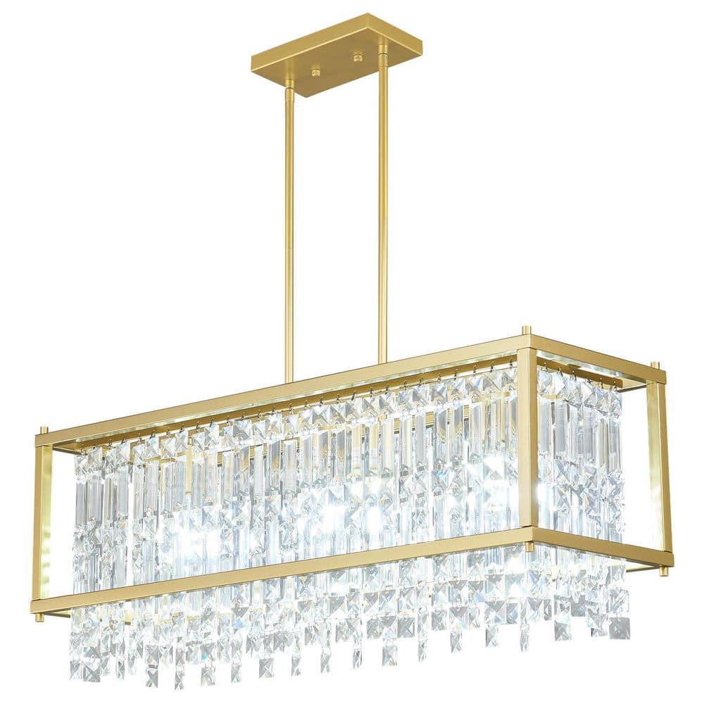 ZHLWIN Home Lighting 60-Watt 30.7 in. 3-Light Gold Crystal