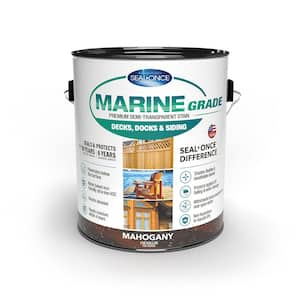 MARINE GRADE 1 Gallon Mahogany Premium Semi-Transparent Penetrating Water-Based Exterior Wood Stain