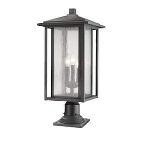 Aspen 24.5 in. 3-Light Black Aluminum Hardwired Outdoor Weather Resistant Pier Mount Light with No Bulb included