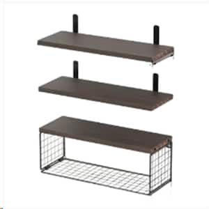 Pomona 36H 4-Shelf Metal and Solid Wood Bath Wall Shelf