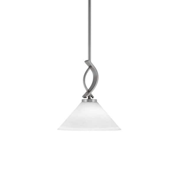 Unbranded Olympia 100-Watt 1-Light Graphite Shaded Mini Pendant Light width Glass Shade