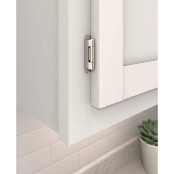 Sterling Nickel 1/2 in. (13 mm) Overlay Double Demountable, Cabinet Hinge (2-Pack)